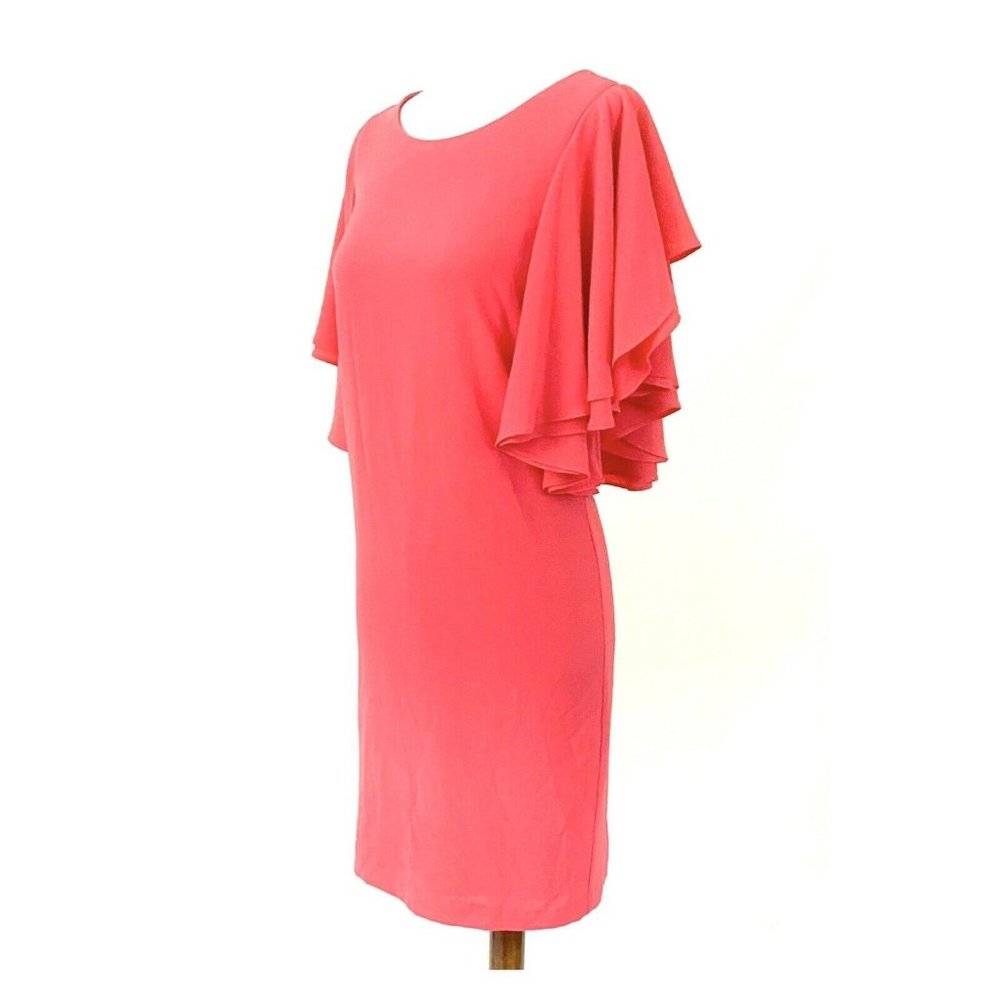 Vince Camuto Flutter Sleeve Crepe Calypso Coral D… - image 4